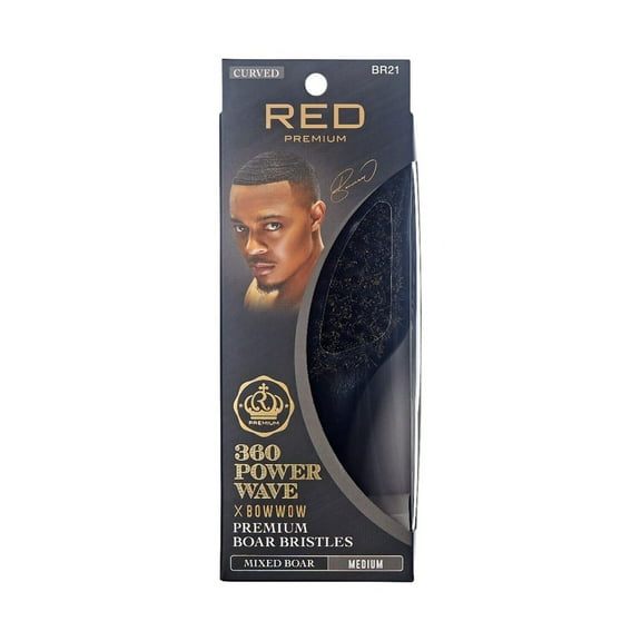 Red Premium 360 Power Wave Curved Brush x Bow Wow – Medium Bristles (BR21)