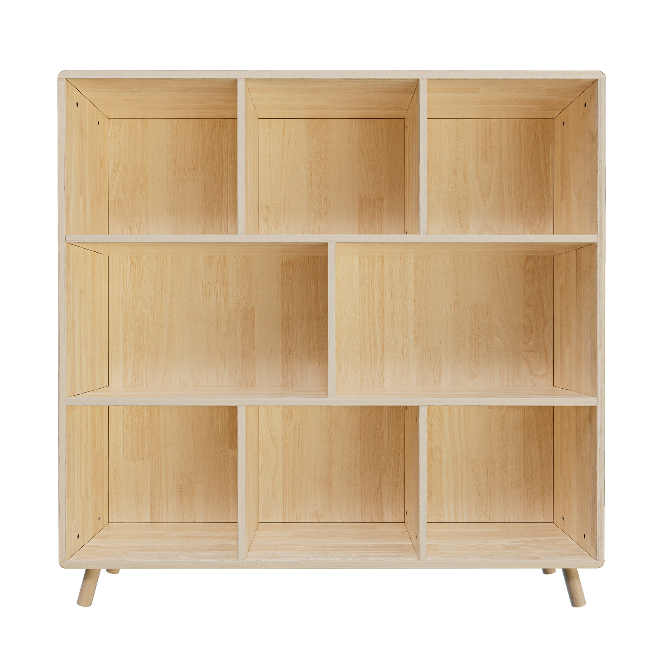 Noble House 44" Storage Cabinet Bookshelf, 8-Compartment Solid Pine Wood Fixed Shelf Bookcase Organizer, Natural