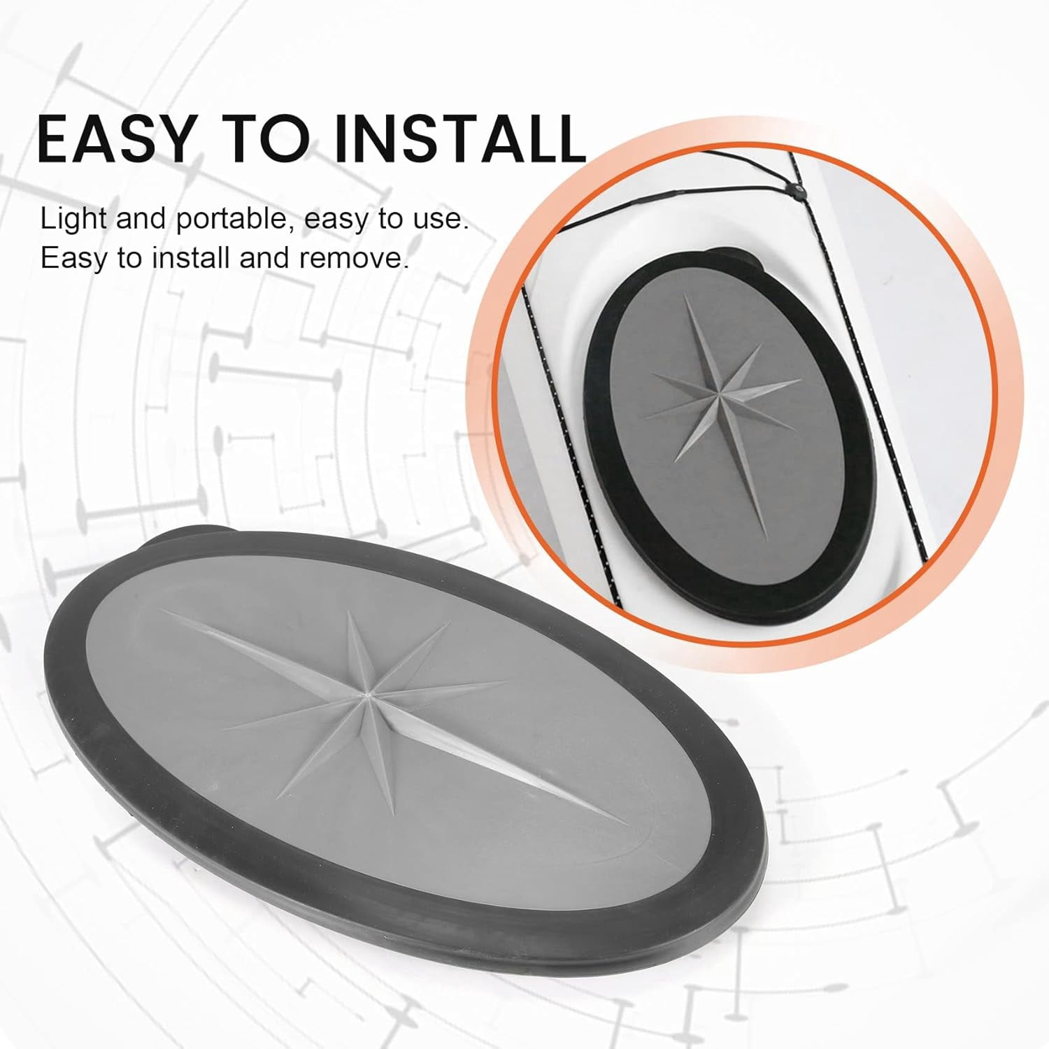 Waterproof Oval Kayak Hatch Cockpit Cover, Marine Grade ABS Deck Lid with TPE Seal