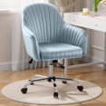 thumbnail image 1 of Velvet Desk Chair for Home Office  Adjustable Swivel Task Chair Modern Computer Vanity Chairs with Arm Rest for Bedroom Living Room Make-up Room  Light, 1 of 5