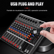 8 Channel Professional Audio Mixer Console Sound Board with 48V Phantom Power,USB Audio Interface for Live Show,Streaming Recording Music Stage Karaoke