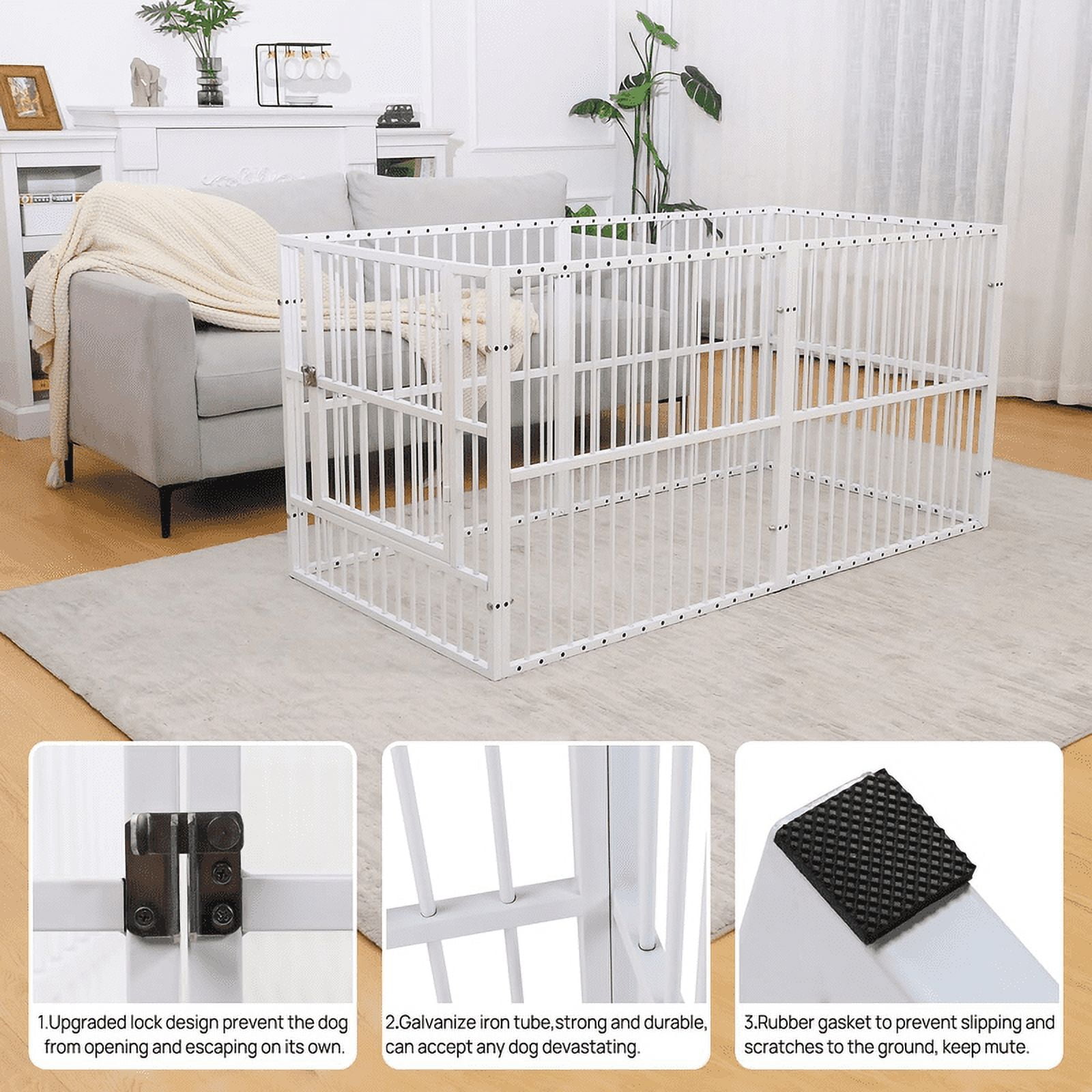 Walnest 6- Panel Metal Pet Exercise Play Pen with Door,31.5"H Foldable Exercise Pen & Pet Playpen Puppy Cat Exercise Fence Barrier Playpen Kennel,White