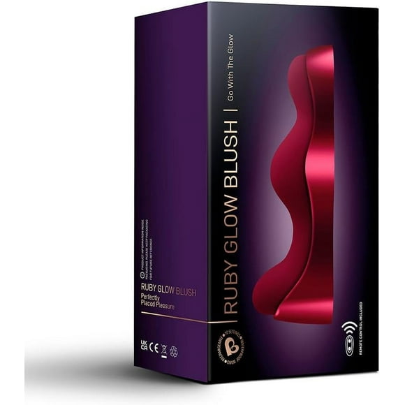Rocks Off Ruby Glow Blush Silicone G-Spot Vibrator with Remote Control, Red