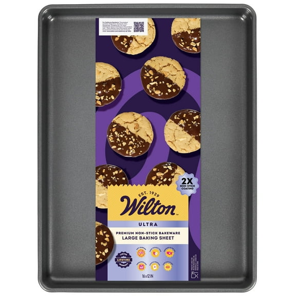 Wilton Ultra 16" x 12" Large Non-Stick Cookie Sheet Carbon Steel Baking Pan for Cookies, Roasted Vegetables & Appetizers