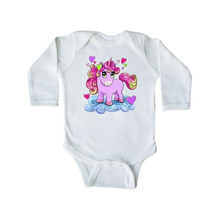 

Inktastic Valentine Unicorn with hearts Gift Baby Boy or Baby Girl Long Sleeve Bodysuit