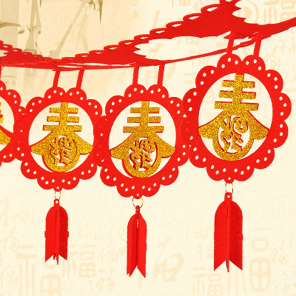 Chinese Double Happiness Garlands Hanging Banner Bunting and Hang Lantern 