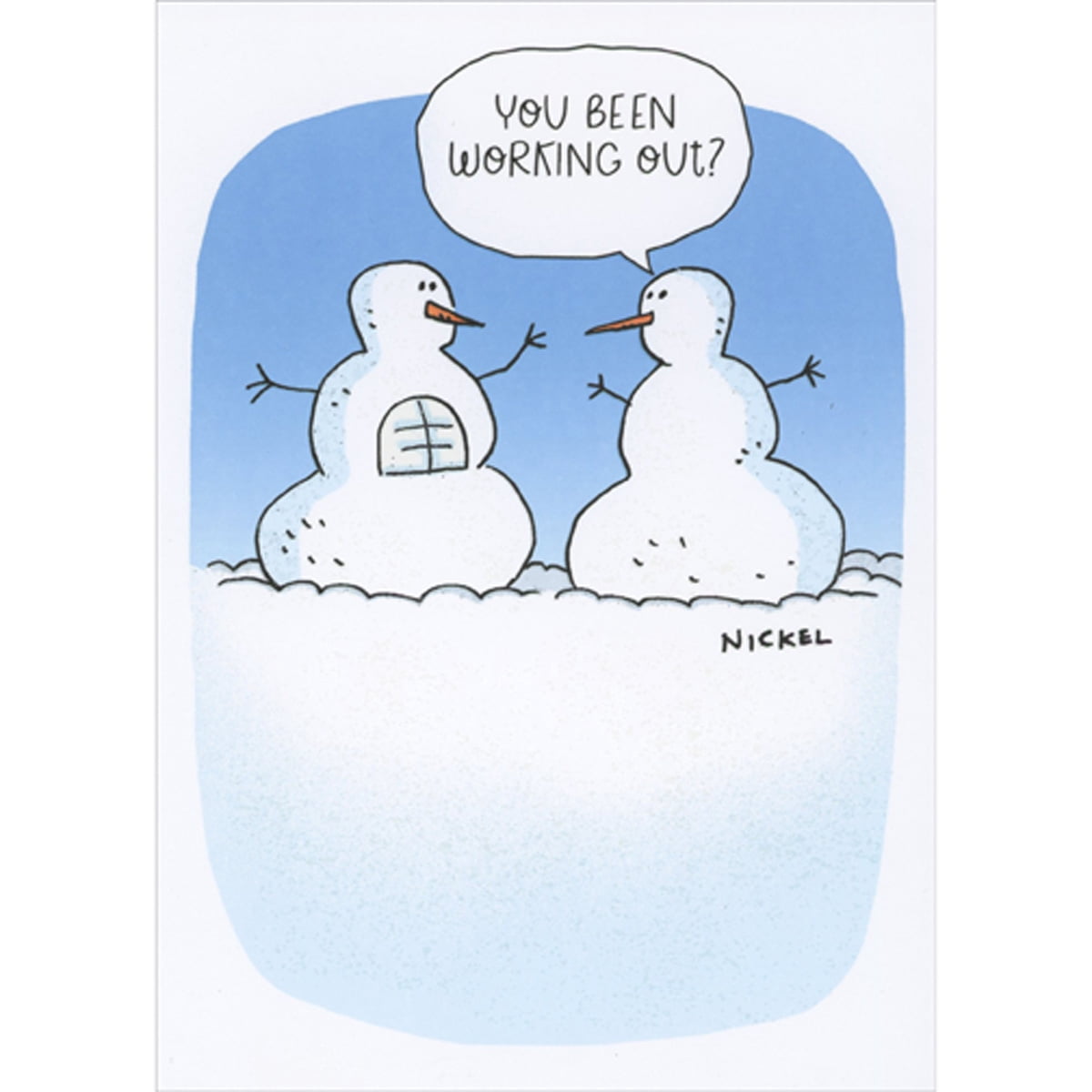 Funny Snowman Christmas Card For Grandson - Juvenile Blue Snow Globe Design With Cool Message - View #3
