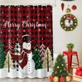 thumbnail image 5 of Snowman Xmas Tree Red Black Buffalo Plaid Shower Curtain for Bathroom, Winter Snowflakes Waterproof Shower Curtains Washable Quick Dry with Hooks Bathtub Curtains 60x72IN, 5 of 9