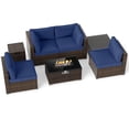 thumbnail image 2 of Costway 7 PCS Patio Furniture Set 40,000 BTU Gas Fire Pit Table Propane Tank Cover Table Mix Brown + Navy, 2 of 10