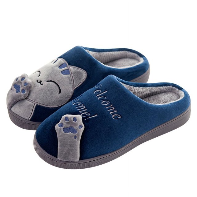 Zapatillas de algodón para interior y invierno con bonitos dibujos animados para mujer, cálidas y antideslizantes, con forro polar, para otoño e invierno