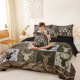 thumbnail image 4 of Manfei Vintage Deer Silhouette 7-Piece Twin Bedding,Wooded Pine Print Bedding Comforter Set,Dark Brown,Black Reversible, 4 of 7