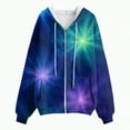 thumbnail image 4 of Towmus Women's Tie-Dye Print Zip Up Hoodies Gradient Long Sleeve Hooded Sweatshirt Jacket Oversized Outerwear with Pocket, Navy, 4XL, 4 of 5