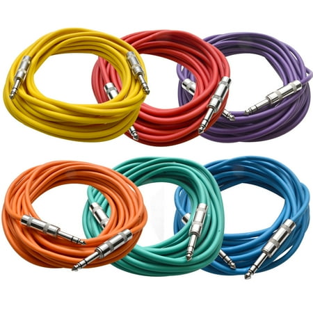 Seismic Audio - 6 Pack of Colored 1/4