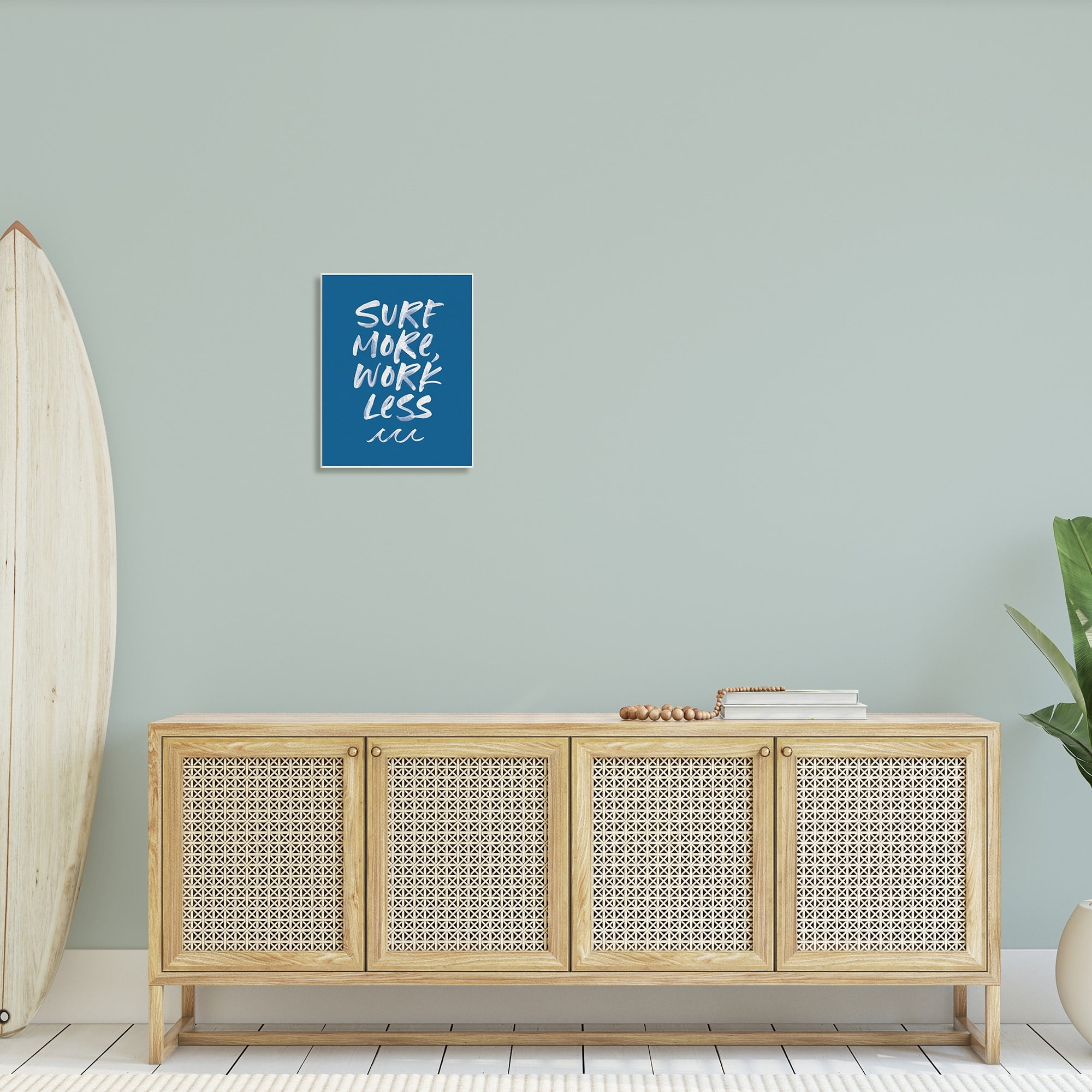 Stupell Industries Surf More Work Less Nautical Phrase Ocean Waves, 13 x 19,Design by Wild Apple Portfolio