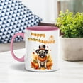 thumbnail image 4 of Happy Thanksgiving Pug Welcome Thankful Fall Autumn Pumpkin 11oz Accent Two-tone Mug Dog Lover Gifts Coffee Tea Cup - 02021, 4 of 5