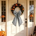 thumbnail image 6 of Large Halloween Decorative Wreath Bow Gingham Plaid Fabric Ribbon for Front Door Fall Party Decorations and Halloween Home Supplies, 6 of 6