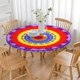 thumbnail image 3 of Rainbow Tie Dye Mandala Pattern Round Fitted Tablecloth with Elastic Edge,Dining Table Cover Waterproof,Outdoor Round Tablecloth for Camping,Dining,Indoor and Outdoor, 3 of 7