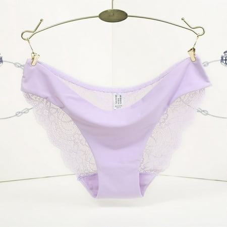 

Promotion Clearance Women s Sexy Lace Panties Seamless Cotton Breathable Panty Hollow Briefs Girl Underwear light purple XL