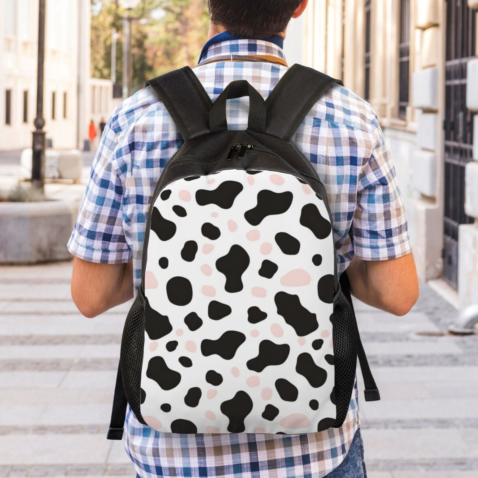 Single Side Full Backpack 16.1×11.8×4.5in Large Capacity Breathable Shoulder Belt Leisure Simple And Strong Bearing Capacity Simple Cow-Print Pattern1_3