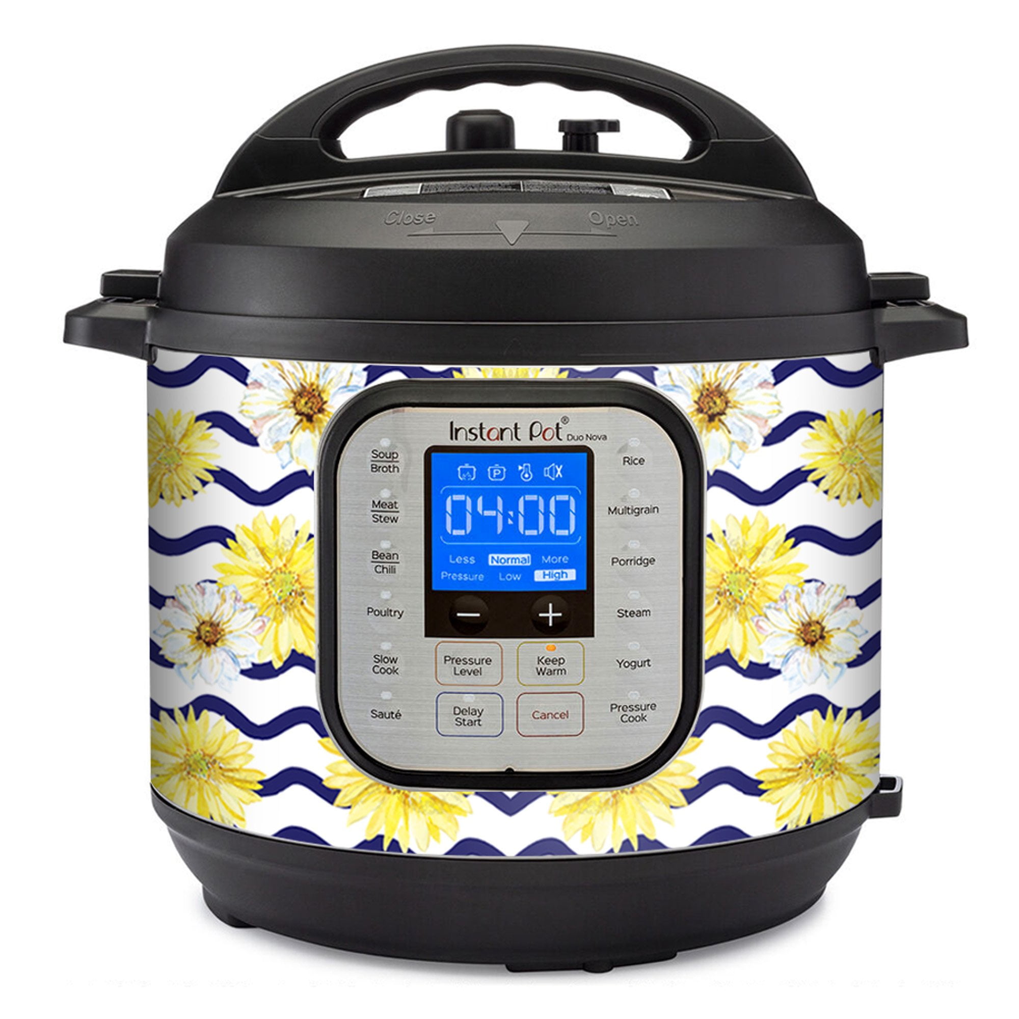 Wrap for Instant Pot Accessories 8 quart Duo Nova 8 Quart Cover Sticker Wraps fit InstaPot Duo Nova 8 Quart ONLY Daisy with Wavy Blue LIne Walmart