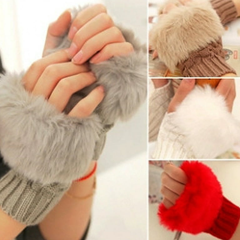 NUZYZ 1 Pair Outdoor Winter Hand Warmer Breathable Girl Half Finger Gloves  Mittens