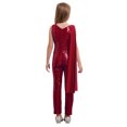 thumbnail image 2 of Aislor Combinaison une Pièce Sans Manches à Sequins pour Filles, Col en V, pour Mariage, Fête, Bal, Bourgogne 6, 2 of 5