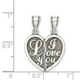 thumbnail image 2 of Auriga Fine Jewelry 925 Sterling Silver Antiqued Mini I Love You Break Apart Heart Pendant for Women, 2 of 6