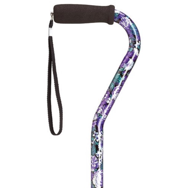 Harvy Canes Fashion Prints in Offset Walking Cane 30"39" Mauve