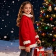 thumbnail image 6 of BOBOGOJP Hoodies for Girls Full Zip Furry Trim Thick Jacket Kids Boys Christmas Santa Sherpa Fleece Lined Warm Pullover Red for Size 4-5 Years, 6 of 6