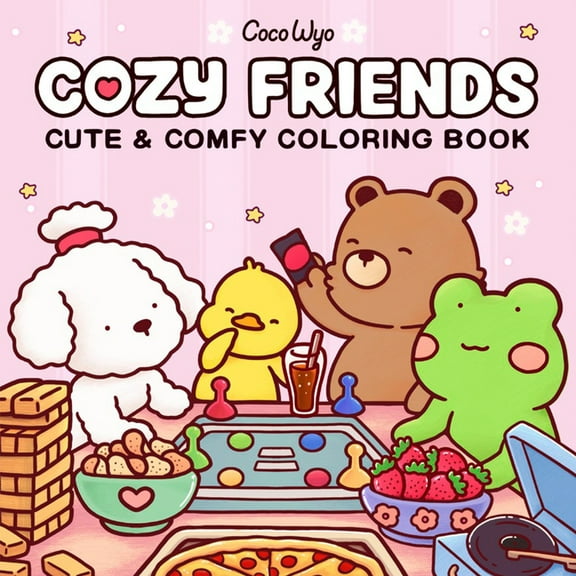 Cozy Spaces Coloring Cozy Friends: Coloring Book for Adults and Kids (Paperback)