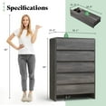 thumbnail image 3 of VanAcc 5 Drawer Dresser for Bedroom, 48" Tall Modern Chest of Storage Drawers with Anti-Tip Kit, Wood Cabinet Organizer, Easy Assembly, Black, 3 of 9
