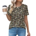 thumbnail image 1 of Pntutb Femmes Mode Décontractée Imprimé Manches Courtes Col Rond Plissé Chandail Blouse T-Shirt Hauts, 1 of 9