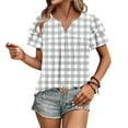 thumbnail image 4 of Women Summer Tops Short Sleeve Womens Tops Summer Summer Blouses Cotton Striped Shirts for Women Plus Size T Shirts for Women, 4 of 7