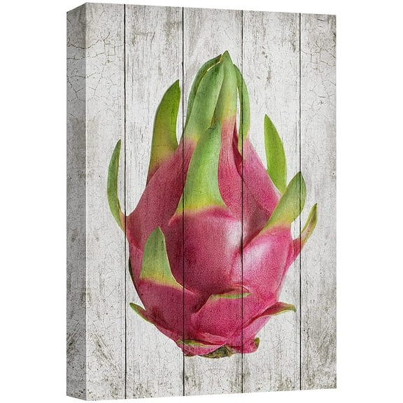 wall26 Canvas Print Wall Art Retro Vintage Wood Panel Dragonfruit Cooking Realism Digital Art Modern Art Decorative Bohemian Chic Kitchen/Food Rustic for Living Room, Bedroom, Office - 16"x24&qu