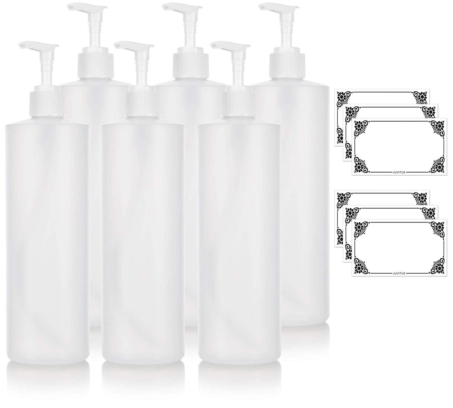 16 oz Clear Natural Refillable Plastic Squeeze Bottle with White Lotion
