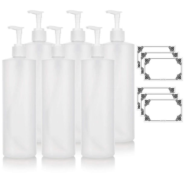 16 oz Clear Natural Refillable Plastic Squeeze Bottle with White Lotion