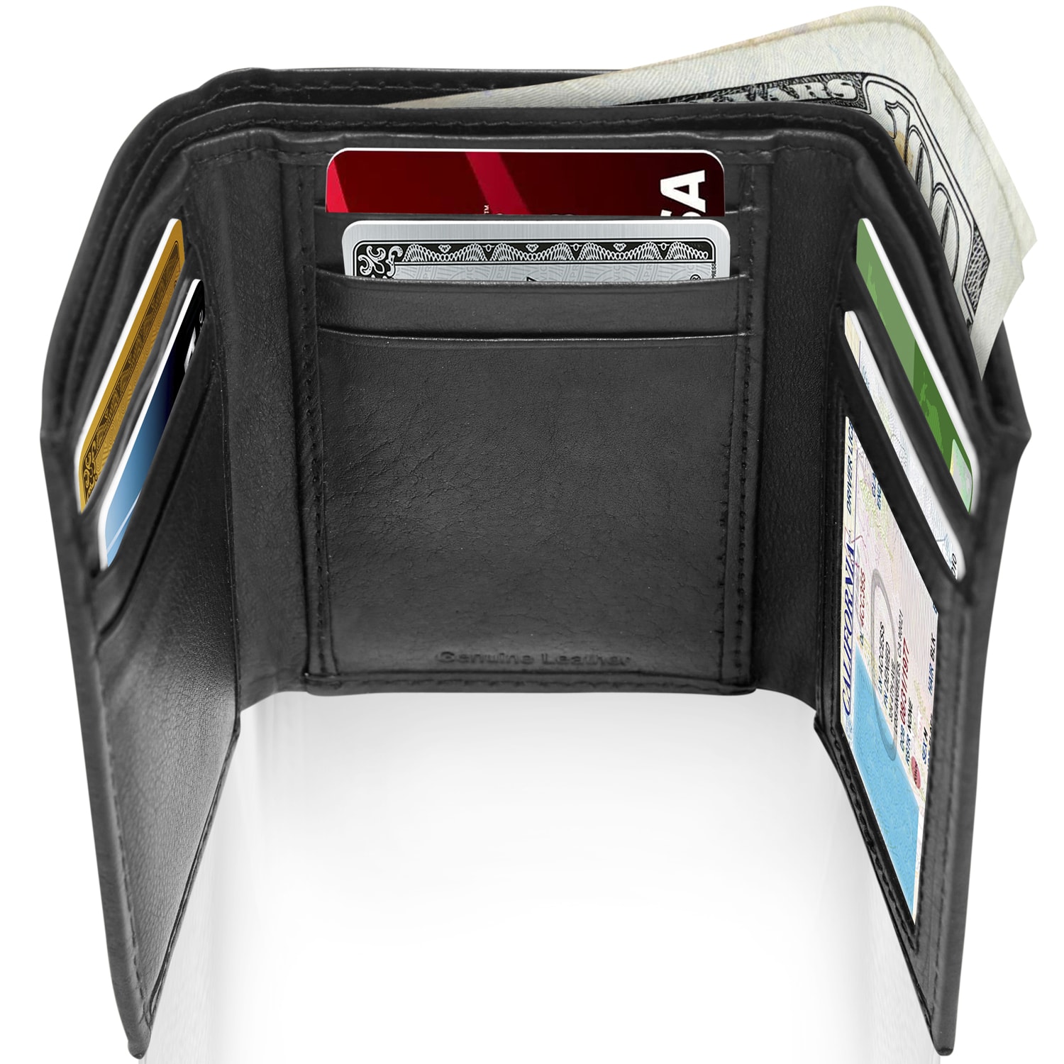 Access Denied Men's Black Genuine Leather Trifold Wallet RFID photo 3