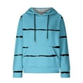 thumbnail image 4 of IROINNID Sales Hoodie for Women Stripe Long Sleeve Drawstring Hoodie Casual Waffle Pullover Tops,Sky Blue, 4 of 6