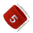 thumbnail image 6 of COUVER Embroidered White Number 8 Red Terry Cotton Athletic Wristbands 1 Pair (Mens), 6 of 11