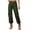 #165-Army Green, variant on Women's Cargo Jeans, Solid Washed Denim with Elastic Waist & Multiple Pockets, Straight Leg & Cuffed Ankle for Casual Wear and Work