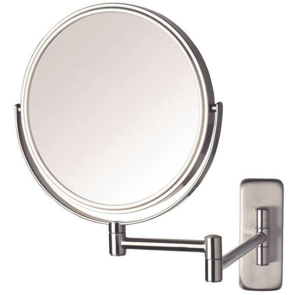JERDON Espejo giratorio de pared de dos caras de 8 pulgadas - Espejo de maquillaje con aumento de 8X y extensión de pared de 13,5 pulgadas - Acabado en níquel - Modelo JP7808N