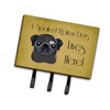 Carolines Treasures BB1511TH68 Black Pug Spoiled Dog Lives Here Leash or Key Holder, Triple, multicolor