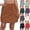 Brown, variant on Cargo Skirts For Women Solid-Color Stretch Belt Skirt String With Button Pockets Mini Skirt Drawstring Shorts Dress