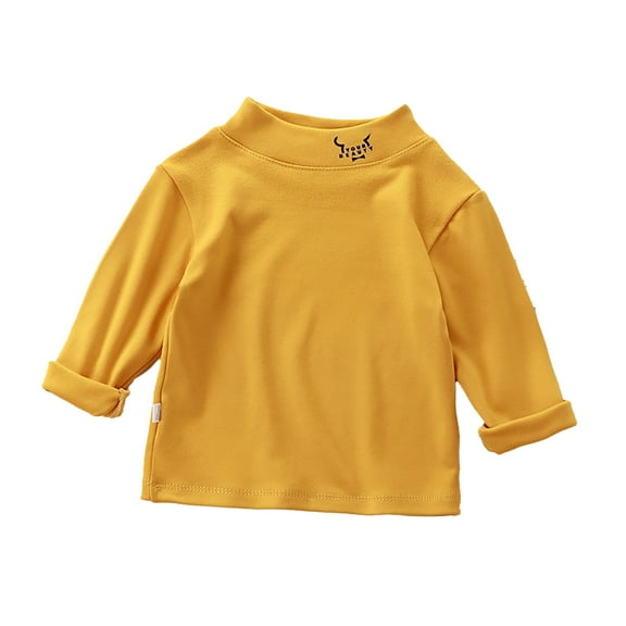 uikmnh Cute Tops for Teens Girls Velvet Half Turtleneck Long Sleeve Top with Printed Neckline for Autumn Winter Comfort Size:5-6 Years
