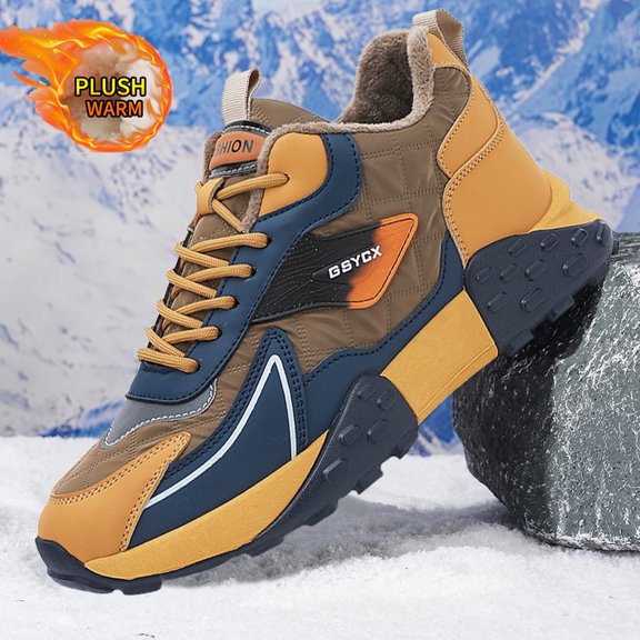 Men's Insulated High Top Winter Boots Warm Fleece Lined Outdoor Sneaker Boots Anti Slip for Daily Walking