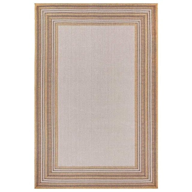 Trans-Ocean Imports CRES8842512 7 ft. 10 in. Square Liora Manne Carmel Multi Border Indoor & Outdoor Rug Wilton Woven Square Rug - Sand