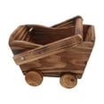 thumbnail image 3 of Flower Pot Wooden Cart, Sturdy Durable Wheelbarrow Design Multi Function Wooden Wheel Barrel Planter  For Succulent, 3 of 8