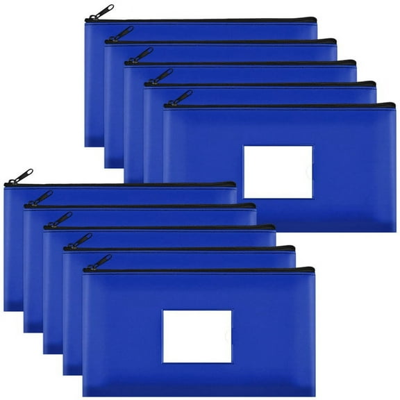 10-Pack Bank Deposit Money Bags with Zipper, Leather Wallet Pouches Label, Makeup Bags, for Cash, Coins, Cet