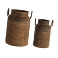 thumbnail image 4 of 2 jarrones Shabby Chic estilo granja, jarra, jarrón vintage de metal, cubo para leche con asa Marrón, 4 of 9