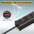 thumbnail image 5 of 24 Outlet Long Power Strip, Heavy Duty Metal Power Strip with 10 ft Long Extension Power Cord for Cabinet, Industrial, Commercial Home Wall Mount Power Strip, ETL listed (Black), 5 of 7